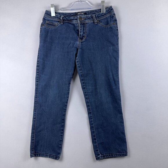 Roz & Ali Cropped Skinny Jeans Womens Size 4 Low Rise Dark Wash Denim Blue - Picture 1 of 12